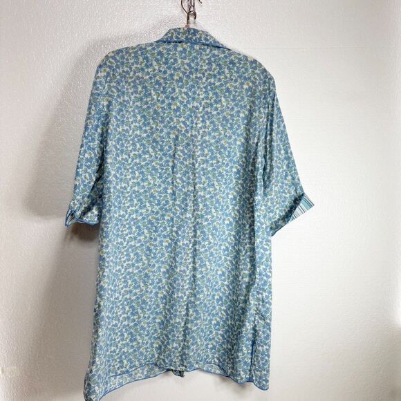 IZOD Cotton Pajama Shirt Womens Size L Blue Floral - Picture 2 of 9